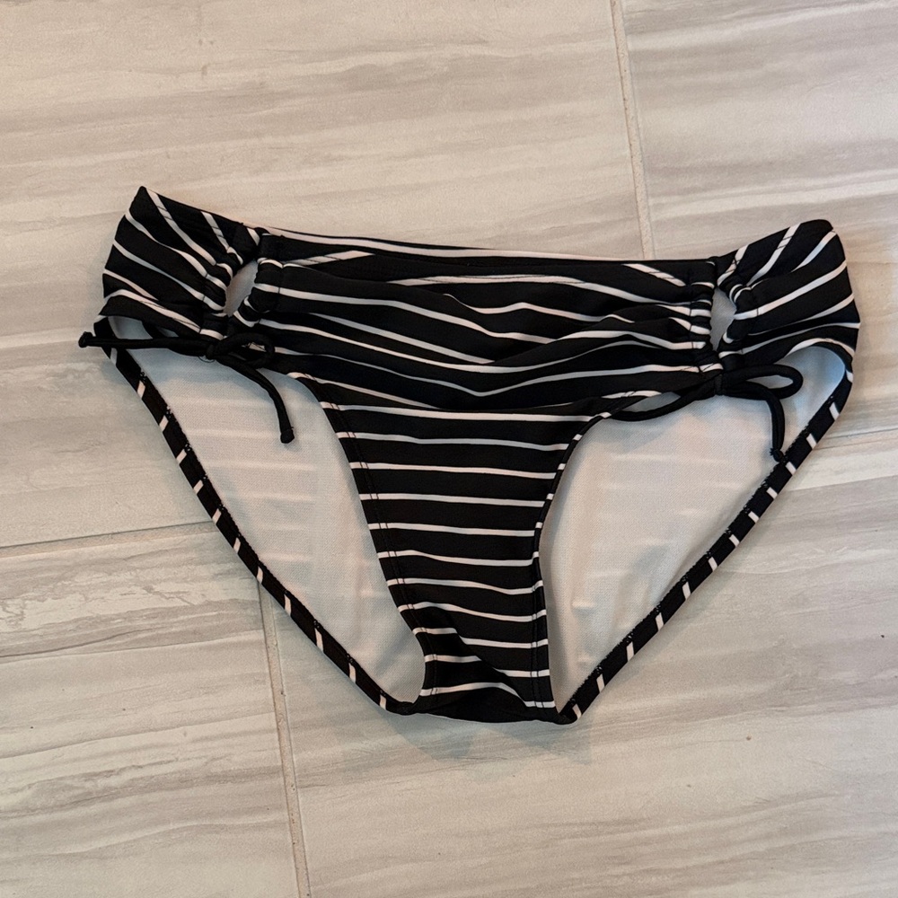 Black and White Striped Bikini Bottom